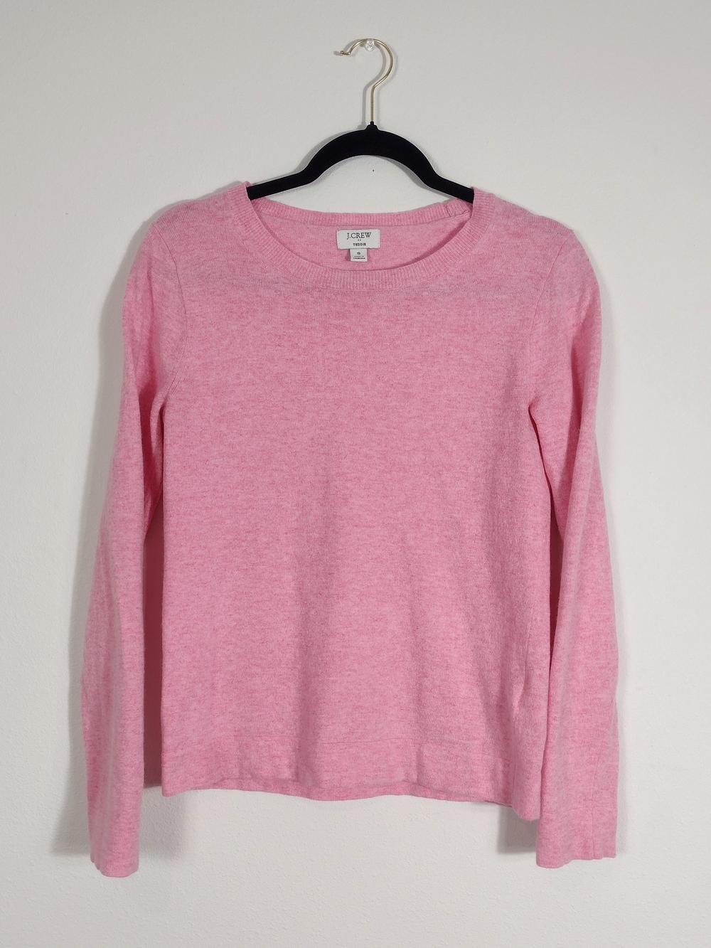 J. Crew Factory Light Pink Merino Wool Cotton Blend Teddie Crewneck Sweater S